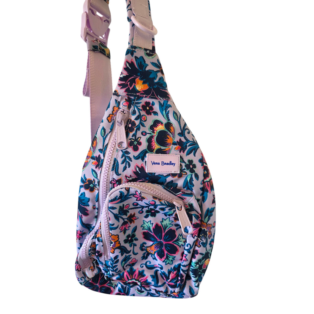 Vera Bradley Women's Recycled Lighten Up Reactive Floral Sling Backpack Purple